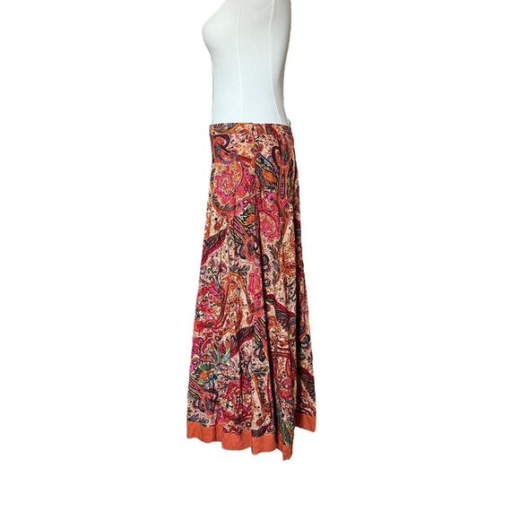 VTG Y2K Coldwater Creek Orange Multicolor Sequin Paisley Cotton Maxi Skirt S - Picture 5 of 7